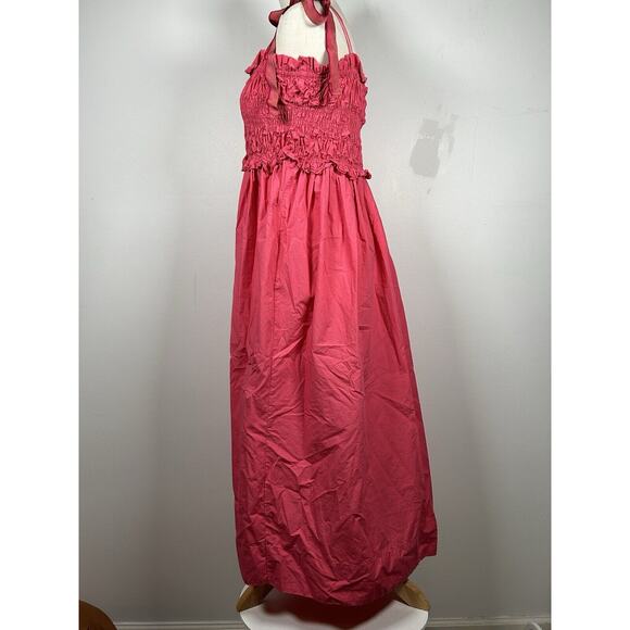 Ulla Johnson Akshara Midi Dress in Honeysuckle Pink Poplin Cotton Size 6 - Picture 8 of 12